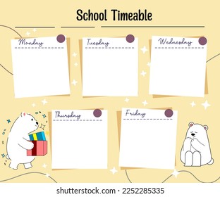 kawaii bear weekly school planner 