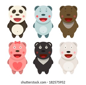 Kawaii Bears Collection. Funny kawaii different bears set. Vector illustration EPS8.