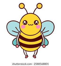 Kawaii bee cute cartoon style illustration