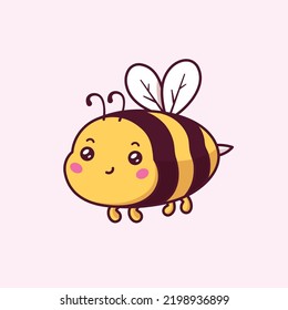 Kawaii Bee Cute Character Vector Cartoon Illustration