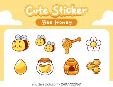 Kawaii Bee and honey cute sticker collection