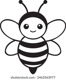 Kawaii bee Line Art Illustration for coloring page