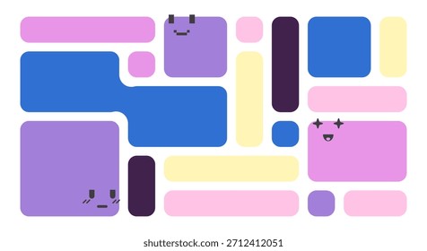 Diseño de fondo de cuadrícula bento kawaii.