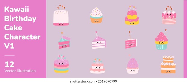 Kawaii Birthday Cake Character 1