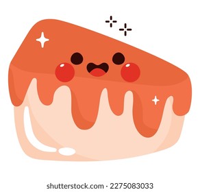 kawaii birthday cake slice over white