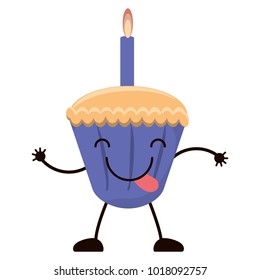 kawaii birthday cupcake icon 