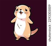 Kawaii black-tailed prairie dog. Anime or cartoon style graphic