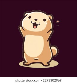 Kawaii black-tailed prairie dog. Anime or cartoon style graphic