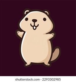 Kawaii black-tailed prairie dog. Anime or cartoon style graphic