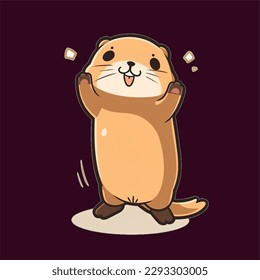 Kawaii black-tailed prairie dog. Anime or cartoon style graphic