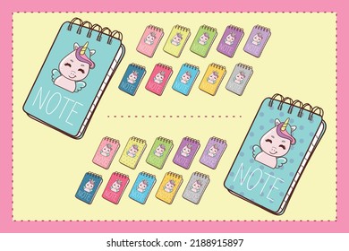 kawaii block notes stationary school unicorn