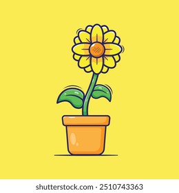Kawaii blooming sunflowers vector isolated. Flat sunflower cartoon vector style
