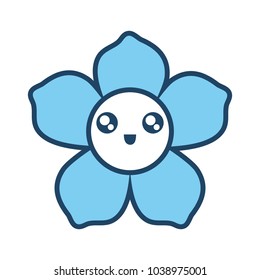 kawaii blue flower  vetor illustration