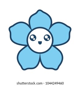 kawaii blue flower  vetor illustration