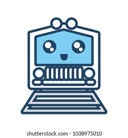 kawaii blue train  vector illustration