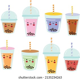 Kawaii boba milk tea Clipart