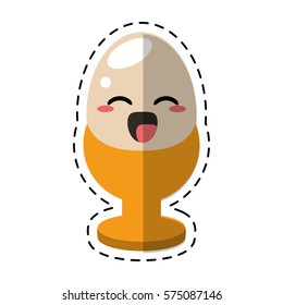 kawaii boiled egg breakfast icon cut line