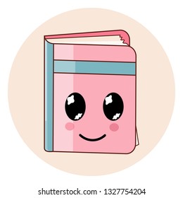 Kawaii book icon isolated. Cartoon flat style emoji.
