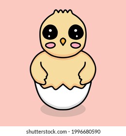 kawaii born chicks design vector with cartoon style 