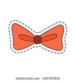 Kawaii bow tie. Cute hand drawn colored vector. editable stroke.