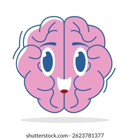 Vector Kawaii Brain con Cara Linda y Estilo Suave, Perfecto para Ilustraciones Educativas, Diseños de Ciencia, Proyectos de Aprendizaje Divertido y Contenido Visual Alegre.