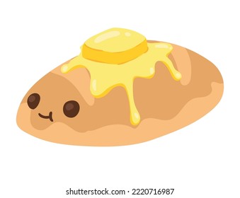 kawaii bread with butter character