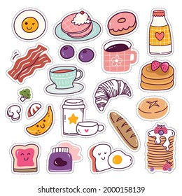 Kawaii Bread, Cake and beverage Sticker Set