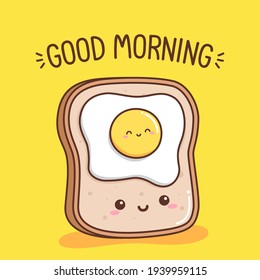 kawaii bread with egg in yellow