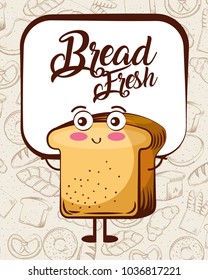kawaii bread fresh cartoon bake background