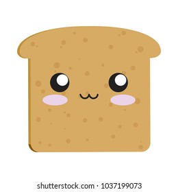 kawaii bread icon over white background colorful design vector illustration