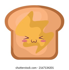 pan kawaii sobre blanco