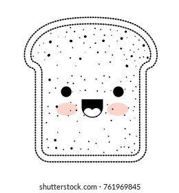 kawaii bread slice in black dotted silhouette