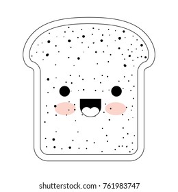 kawaii bread slice in monochrome silhouette on white background