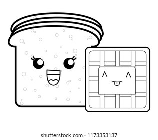 kawaii bread slices design