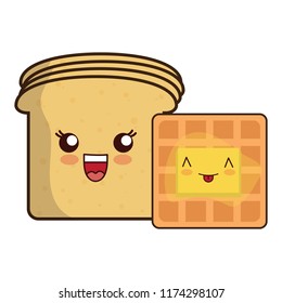 kawaii bread slices design
