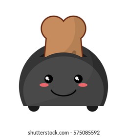 kawaii bread toaster smile