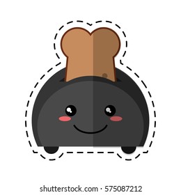kawaii bread toaster smile cut line