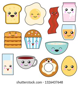 Kawaii Breakfast Cute Food Breakfast Items Stock Vector (Royalty Free ...