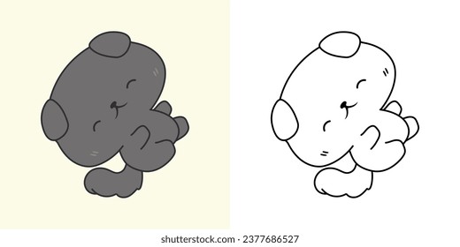 Kawaii British Shorthair Kitty for Coloring Page and Illustration. Adorable Clip Art Baby Kitten. Cute Vector Illustration of a Kawaii Baby Pet for Stickers, Prints for Clothes, Baby Shower. 