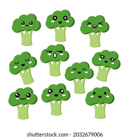 kawaii broccoli. kawaii cute vegetable.