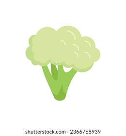 Kawaii brocoli icon flat vector. Vegetable broccoli. Salad plant isolated