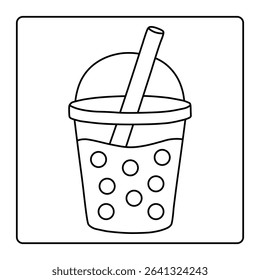 Kawaii Bubble Tea Cup – Printable Coloring Page for Kids