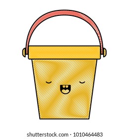 kawaii bucket with handle i in colored crayon silhouette