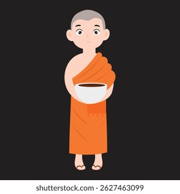 Kawaii Buddhist monk with vase illustration
