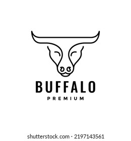 kawaii bufallo line logo design
