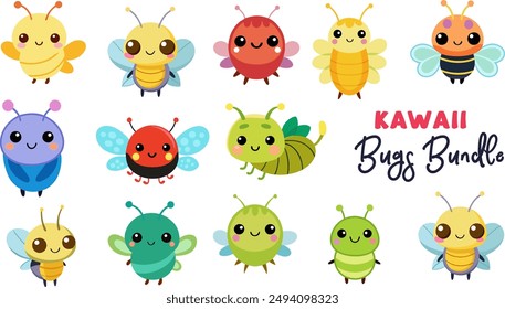 Kawaii Bugs illustration bundle set