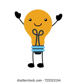 kawaii bulb light idea creativity cartoon