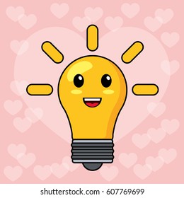 kawaii bulb light smile