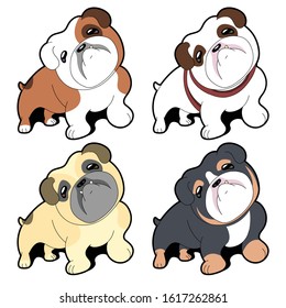 Kawaii Bulldog With Tilted Head Variations