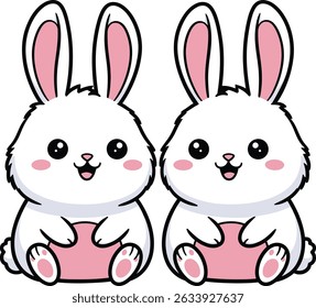 Kawaii Bunnies Smiling With Joy